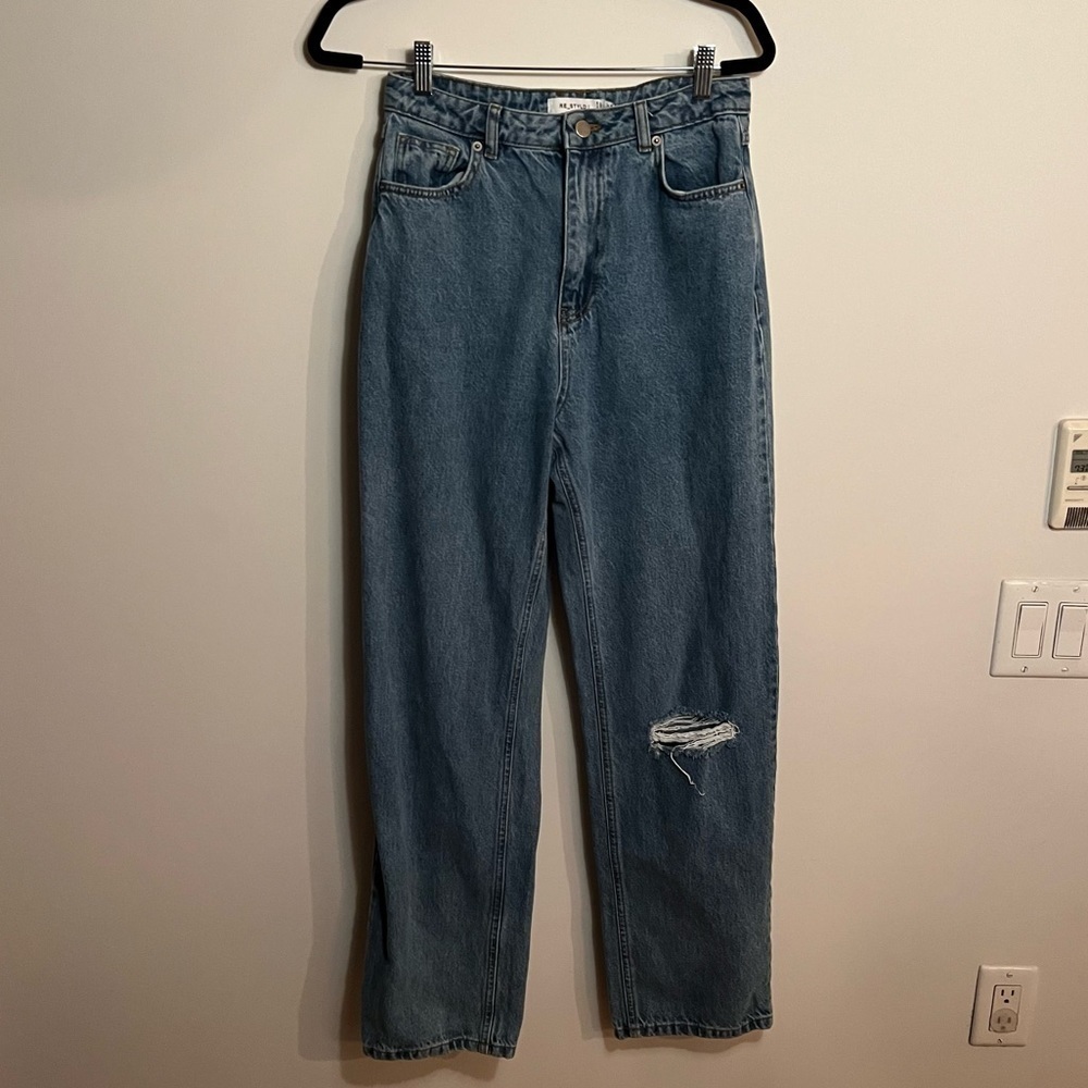 Missguided Restyled Boyfriend Jeans Blue Denim